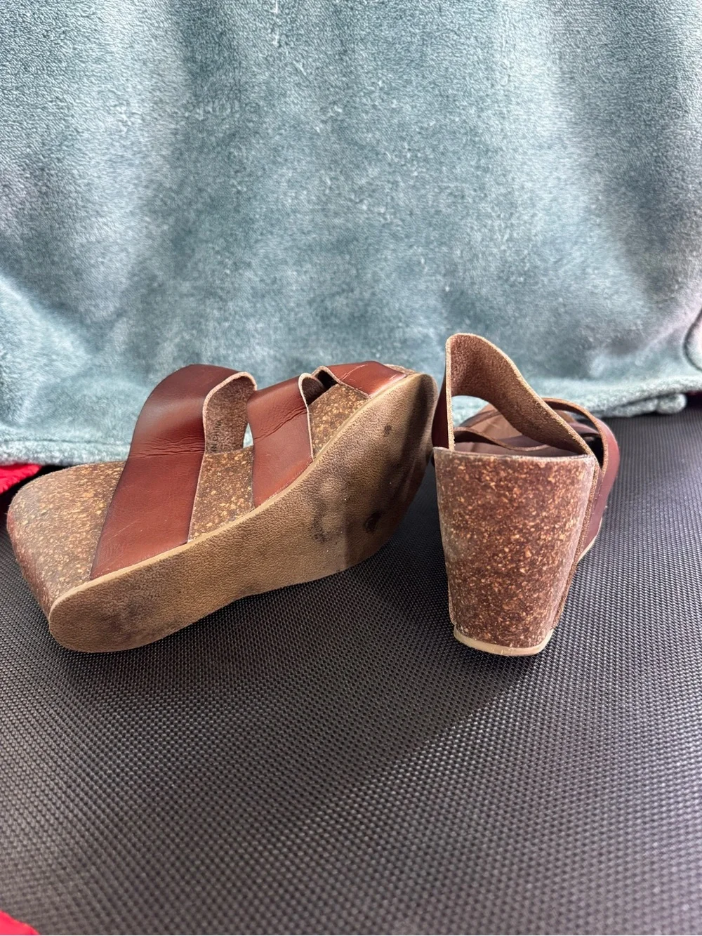 Women's Brown Crisscross Leather Wedge Sandals